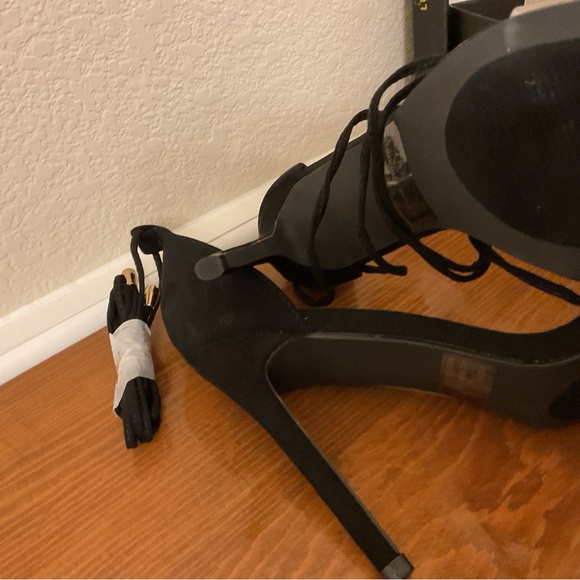 Lulus Womens Ledah Black Open Toe Lace Up Stiletto Gladiator Heels Size 8 - Picture 5 of 11